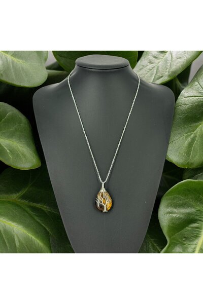 TAŞ UZMANI قلادة شجرة التمنيات بحجر عين النمر