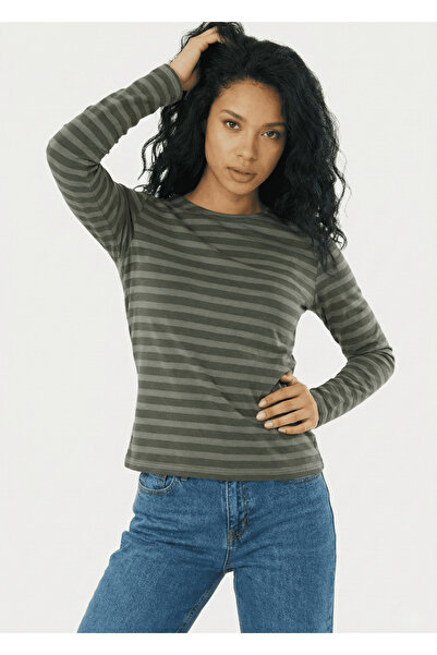 CrazyShopping Women's Crew Neck Long Sleeve Basic Striped T-Shirt-Blouse-Full...