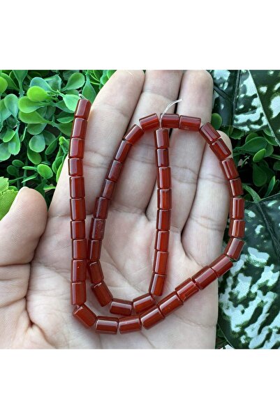 TAŞ UZMANI Small Cylinder Carnelian Agate Stone 6X8 mm