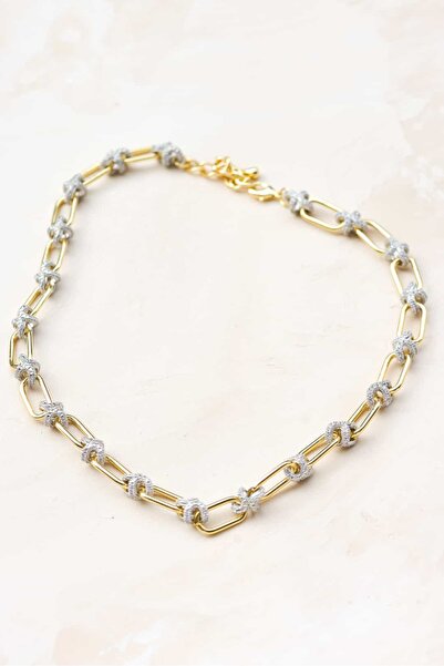 ARİNNA JEWELS Luxe Knot Chain 14k altın kaplama , zirkon taş özel tasarım kad...