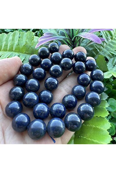 TAŞ UZMANI AAA سلسلة الكرة الداكنة حجر اللازورد 12 مللي متر