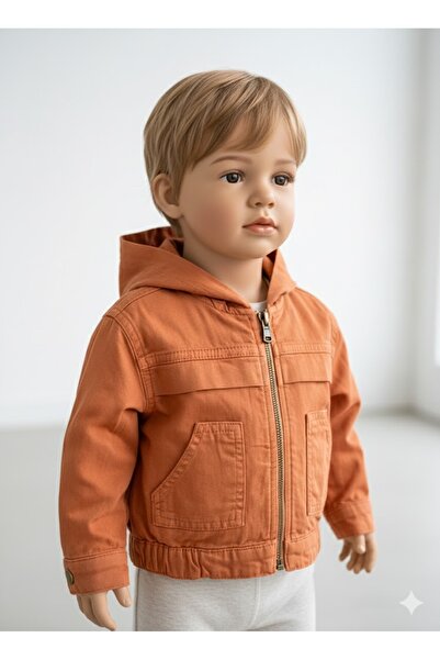 nk kids Erkek Bebek Kapşonlu Denim Kot Ceket