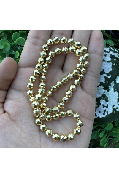 TAŞ UZMANI Faceted Sphere Shiny Gold Hematite Stone 6 mm
