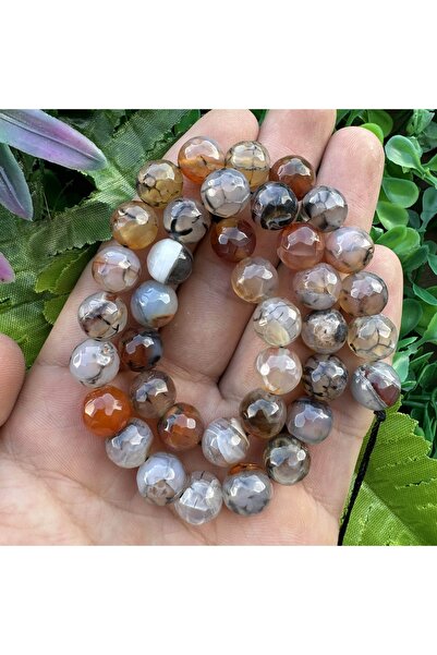 TAŞ UZMANI Faceted Sphere Brown-Transparent Mix Agate Stone 10 mm