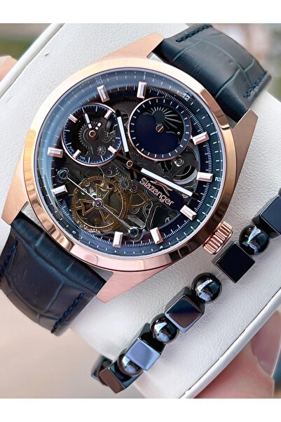 Slazenger Automatic Men's Leather Cord Bracelet Watch with Gift 2 Years Warra...