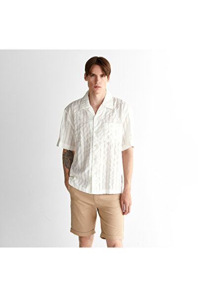 Gant Erkek Krem Relaxed Fit Klasik Yaka Çizgili Gömlek