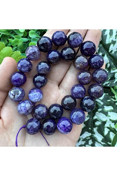 İNCİ DOĞAL TAŞ حجر العقيق الأرجواني ذو الأوعية الكروية اللامعة 14 ملم