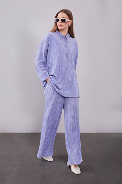 Levidor Lila Hooded Double Set with Lace Detail