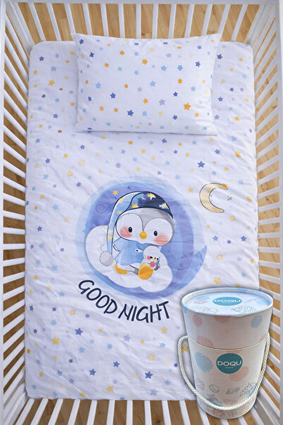 Doqu Home Bebek Nevresim Takımı Good Night/Mavi - (100x150cm) %100 Pamuk