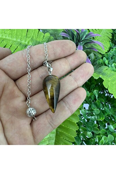 TAŞ UZMANI حجر عين النمر المدبب مع سلسلة 3 سم