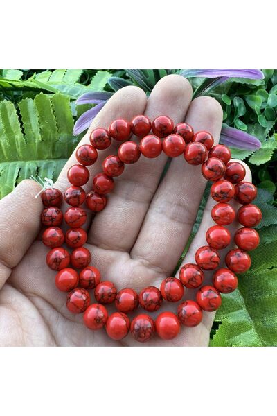 TAŞ UZMANI حجر كريم أحمر فيروزي كروي 8 ملم