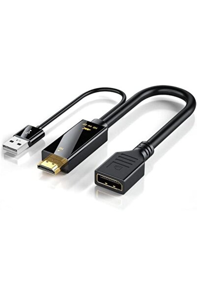 DESTE ELEKTRONİK HDMI to Displayport 4K USB 2.0 Cable with Power Supply Hd to...