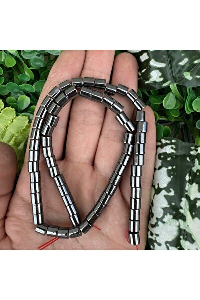 TAŞ UZMANI Cut Cylinder Smoked Hematite Stone 6X6 mm