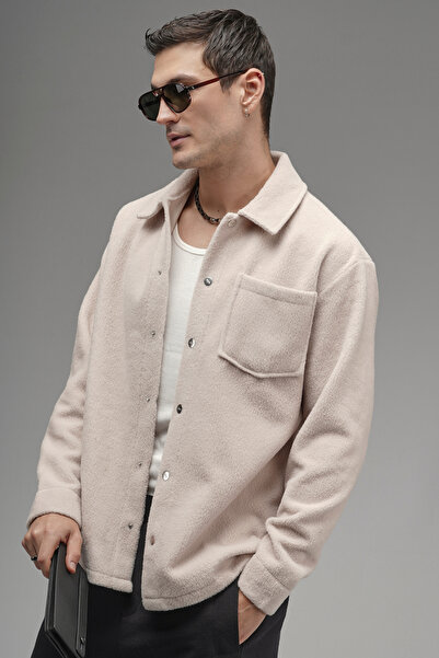 Butik Trend Biz Regular Fit Plush Shirt with Snap Closure