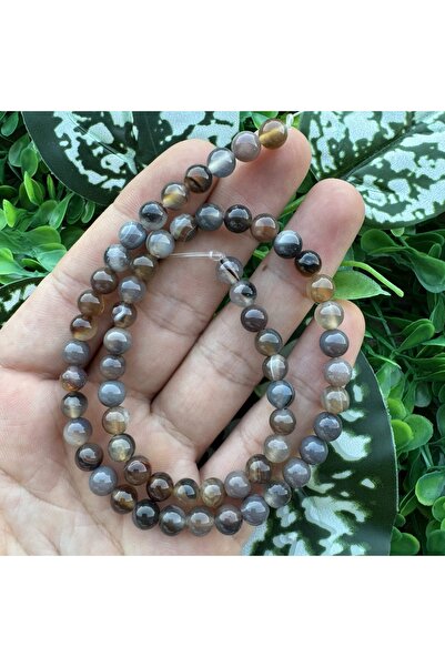 TAŞ UZMANI Globe Brown-Grey Agate Stone 6mm