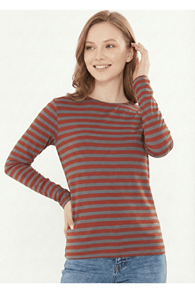 CrazyShopping Women's Crew Neck Long Sleeve Basic Striped T-Shirt-Blouse-Full...