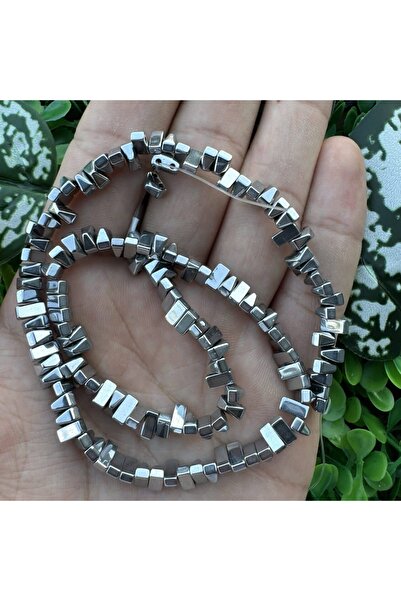 TAŞ UZMANI تيلا حجر الهيماتيت الفضي بفتحة مزدوجة 6x3 ملم