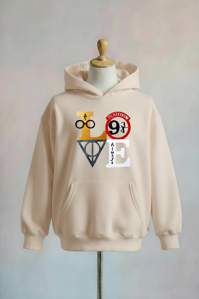 Vordevia Harry Potter Love Printed Cotton 3 Thread O Oversized K Hooded Sweat...