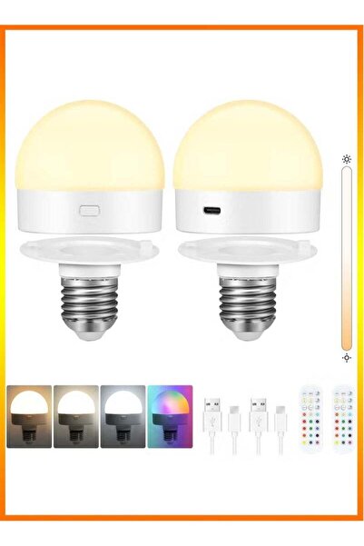 Generic Pack of 2 E27 LED Light Bulbs, Rechargeable & Dimmable Light Bulbs wi...