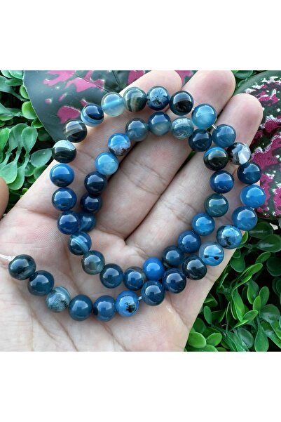 İNCİ DOĞAL TAŞ حجر كريم كوير أزرق فيروزي داكن 8 مم