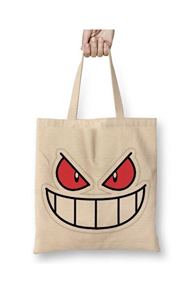 Toyaso Pokemon Go Gengar Pikachu White Cloth Bag Long Handle Shopping Bag Bea...