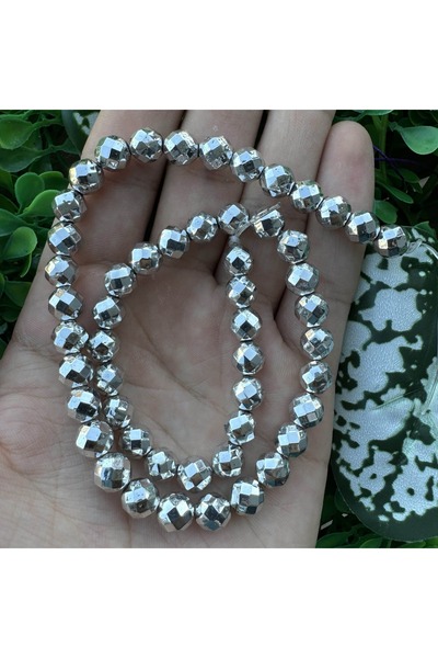 TAŞ UZMANI حجر الهيماتيت الفضي اللامع 8 ملم