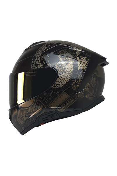 kuzey motor KUZEYMOTOR MTS X340 COLDY GOLD FULLFACE KASKP.SİYAH-GOLD (GOLD CAMLI)