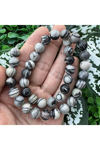 TAŞ UZMANI Globe Black-Grey Agate Stone 10 mm