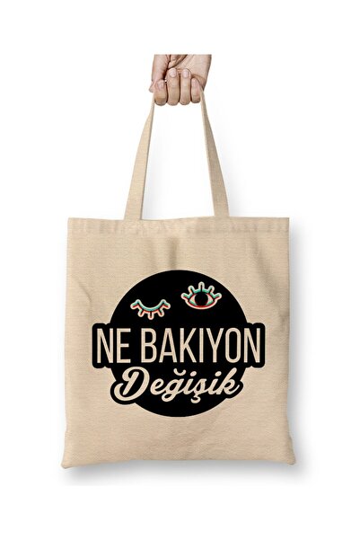 Toyaso What's the Difference? White Cloth Bag Long Handle Shopping Bag Beach Bag