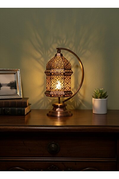 clifss Mihrimah Dekoratif Parlak Bakır Pilli Kandil & Masa Üstü Fener