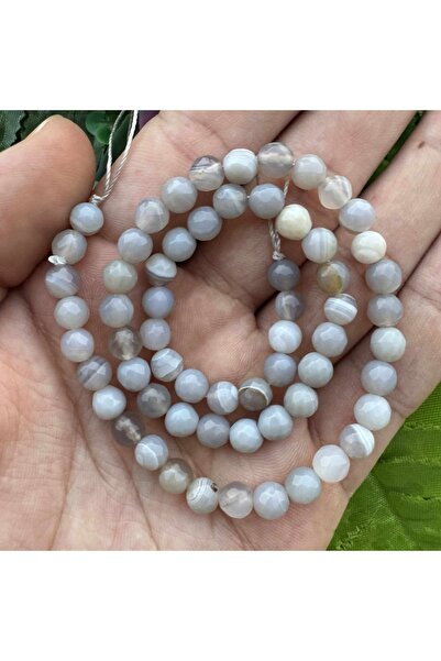 İNCİ DOĞAL TAŞ حجر العقيق الرمادي الكروي المصقول 6 ملم