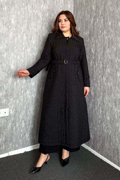 ModaPlaza Women's Quilted Piped Long Coat