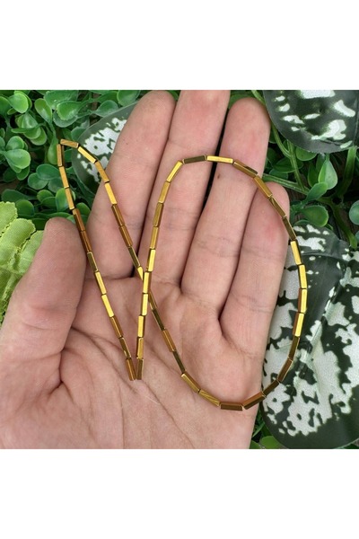 TAŞ UZMANI Rectangular Gold Hematite Stone 2X8 mm