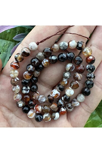 TAŞ UZMANI حجر العقيق الأسود والبني المختلط 6 ملم