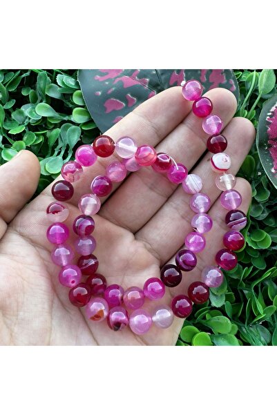 TAŞ UZMANI حجر العقيق الفوشيا الكروي 8 ملم