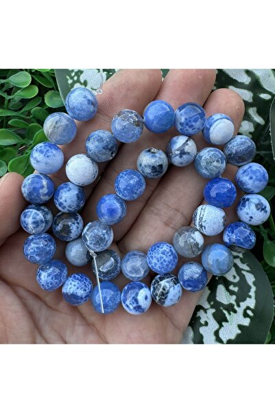 TAŞ UZMANI Globe Blue-White Agate Stone 10 mm