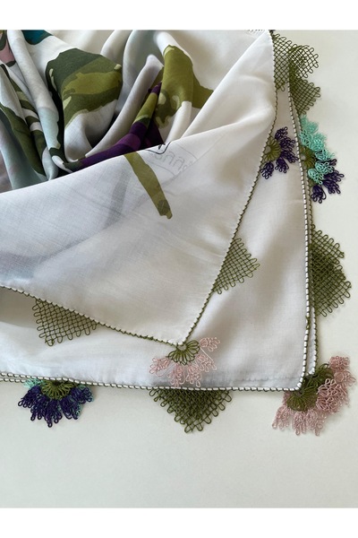 REYYAN Eșarfă cu broderie manuală și cusături fine/lucru manual/acoperământ p...