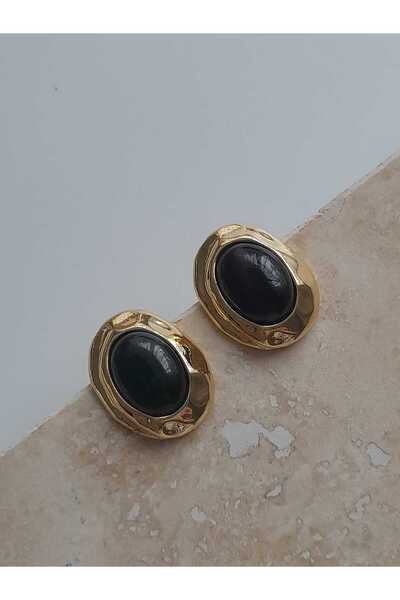 Bubbleatelier Siyah Gold Detaylı Vintage Küpe