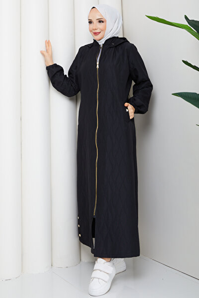 Pamuk Butik Women's Onion Patterned Tunnel-Crossed Full-Length Quilted Coat