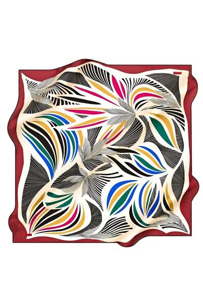 Aker Eșarfă din mătase Tivil IST 8558713-916 Model geometric roșu claret