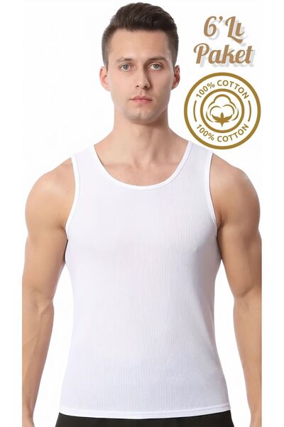 Özten İç Giyim 100% Cotton 6-Pack Compact Combed Cotton Men's Undershirts Ozt...