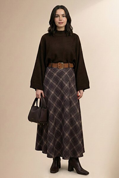 InStyle Wide Sleeve Short Bitter Brown Crop Knit Sweater