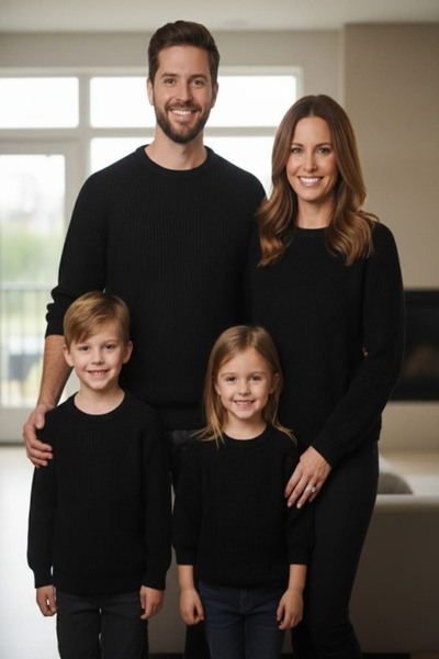 Meriç bebe Family Combination Thessaloniki Knitted Sweater Raglan Sleeve Crew...