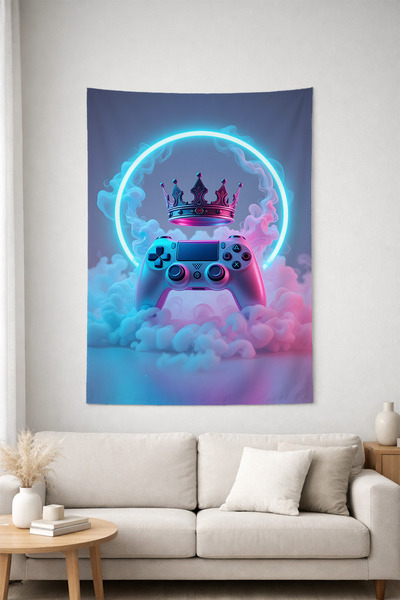 HalıOnline Gamer Konsol Desenli Duvar Örtüsü Duvar Halısı