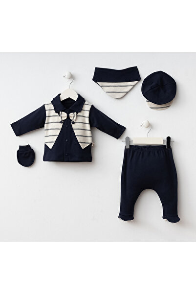 ATELİER GİZEM بدلة ميفلوت للأطفال الذكور مع تفاصيل السموكن، طقم من 5 قطع