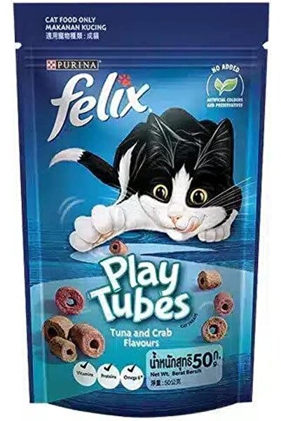 Purina One أنابيب لعب بورينا فيليكس بنكهة التونة وسرطان البحر، 50 غرام