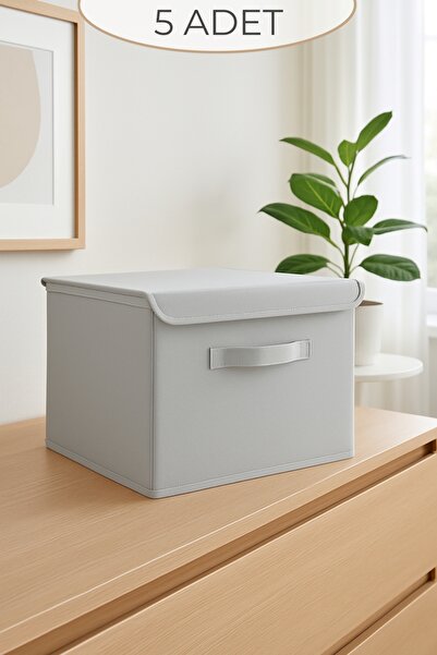 HURCEVİM 5 Adet - Gri Çok Amaçlı Kutu Hurç - 30 x 30 x 30 CM - Dik Durabilen ...
