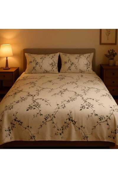 OEM Bed sheet with hem, 100% cotton, size 220 x 240 cm Floral 01