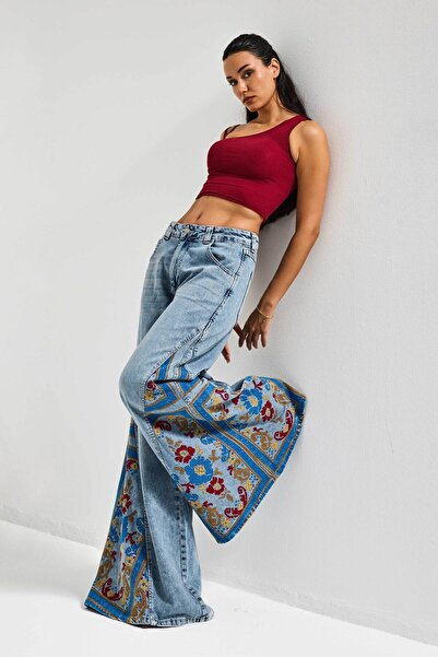 it's basic Women's Denim Color 4S6-32 Palazzo Fit Special Pattern Embroidered...