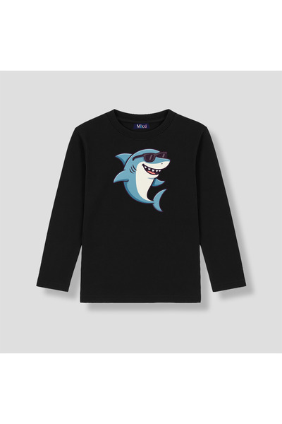 mixxi fashion تي شيرت Cool Shark Cool Shark بأكمام طويلة مطبوع للأطفال من الج...